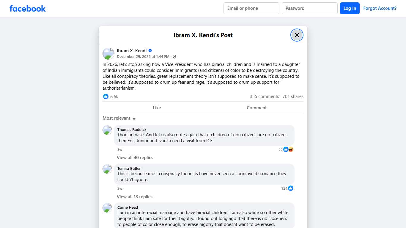 Ibram X. Kendi - In 2026, let’s stop asking how a Vice... Facebook